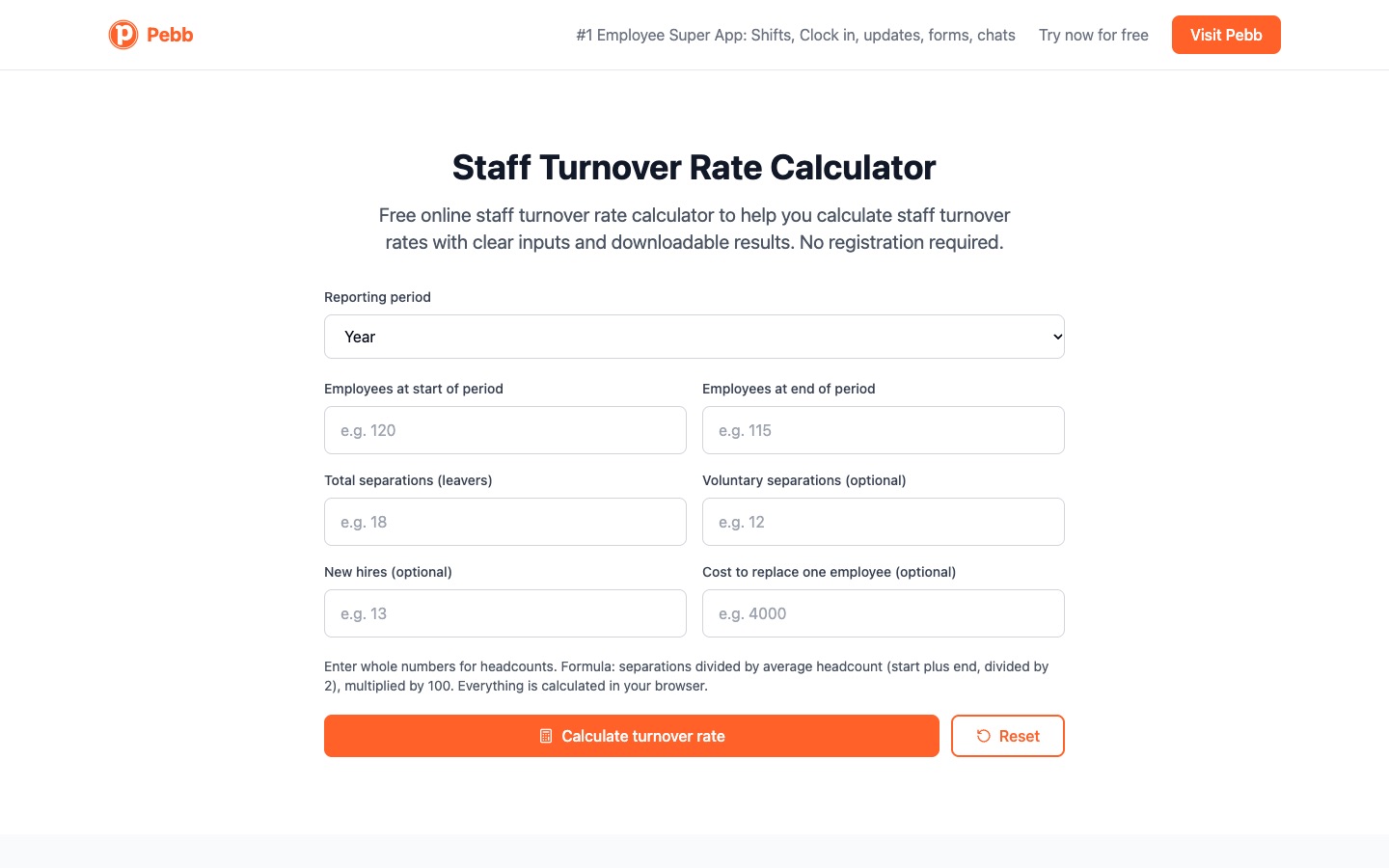 Pebb turnover calculator tool